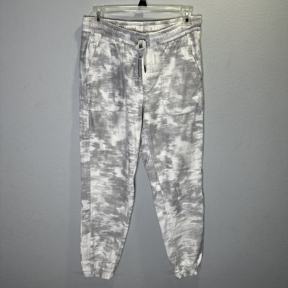 ATHLETA LIGHT GRAY FARALON JOGGER WOMENS SIZE 6 front & back pockets drawstring